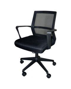 Office chair with casters, nylon structure, mesh and textile fabric, black, 60x66xH93-102 cm