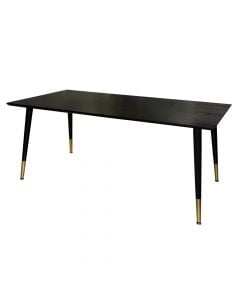 Dining table, metallic structure (black color), mdf table top, black, 160x90xH75 cm