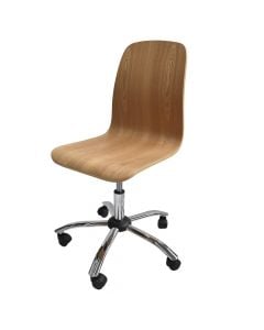 Office chair wih casters, wood, natural, 48x42xH87 cm