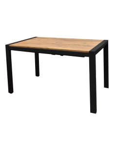 Dining table, extendable, Silva, wooden frame, melamine tabletop, brown/black, 120-192.5x74.5xH74 cm