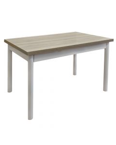 Dining table, extendable, Polo, metal frame (white), melamine tabletop, 108+60x69xH75 cm