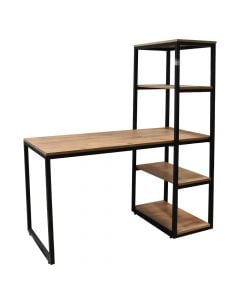 Study desk, Side shelves, metal frame (black), melamine tabletop, tav: 90x55xH76 cm; raft: 35x55xH154 cm
