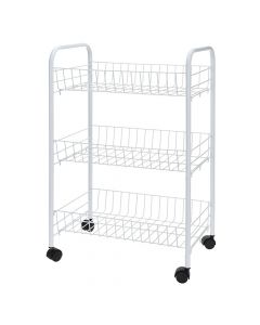 Multipurpose cart, 3 levels, metal, white, 40x25.5xH64 cm