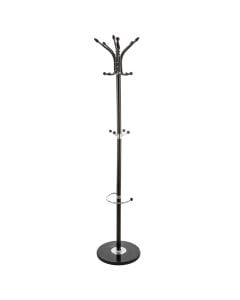Clothes hanger and umbrella rack, metal/plastic, black, ø38xH182