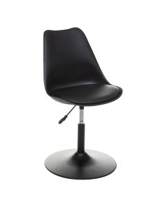Bar chair, Aiko, metal frame (black), pp/pu seat, black, Ø50 xH95.5 cm