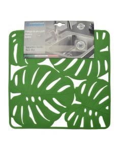Anti-slip sink mat, Foglie, pvc, green, 32x32 cm