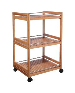 Multifuncional shelf, bamboo/steel/plastic, natural, 45x38xH75.5 cm