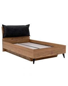 Single bed, Eti, chipboard frame, plastic legs, brown/black, 125x211x95 cm