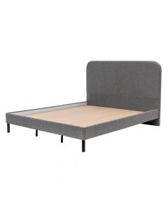Double bed, Luke, chipboard frame, textile upholstery, grey, metal legs (black), 211x166x11 cm