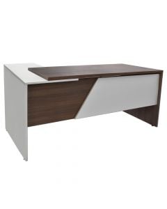 Tavolinë zyre, Edussa, melaminë, e bardhë/lisi, 160x150x75 cm