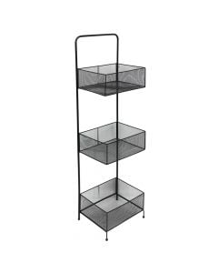 Multifunctional shelf, 3 levels, metal, black, 30x25xH106.5 cm
