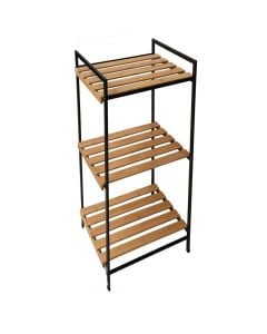 Multifunctional shelf, 3 levels, metal/bamboo, black, 39x33xH83.5 cm