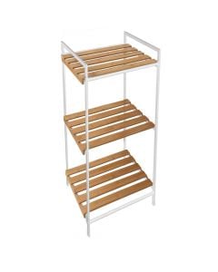 Multifunctional shelf, 3 levels, metal/bamboo, white, 39x33xH83.5 cm