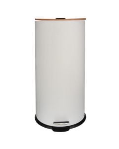 Toilet bin, 30L, metal/bamboo, white, 29.5x63.5 cm