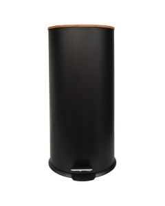 Toilet bin, 30L, metal/bamboo, black, 29.5x63.5 cm