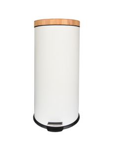 Kosh tualeti, 30L, metal/bambu, e bardhë, 29.5x63.5 cm