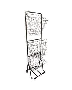 Organization shelf with baskets, 3 levels, metal, black, 30x31xH115.5 cm