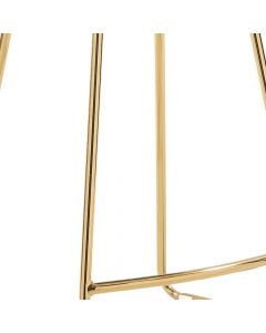 Bar stool, leg rest, metal frame, textile velvet upholstery, black/golden