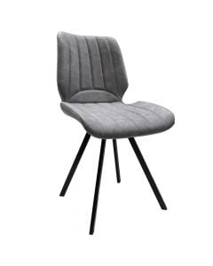 Dining chair, metal frame, textile velvet upholstery, grey/black, 46x58xH81 cm