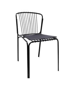 Karrige, strukturë metali, ulëse pvc, e zezë, 45x59.5xH80.5 cm