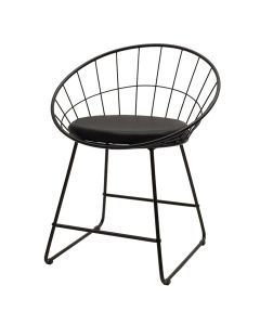 Karrige, strukturë metali, ulëse pvc, e zezë, 72x57.5xH50 cm