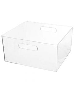 Organization box, Selena, rectangular with handles, polystyrene, transparent, 31x31xH15cm