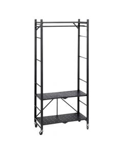 Shelf and hanger, 2 levels, metal, black, 70x36.5xH164.3 cm