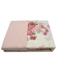 Çarçafë set, HomeLife,dopjo, poliester dhe pambuk, rozë me lule, 240x240 cm; 160x190+25cm(me llastik); 50x80 cm (x2)
