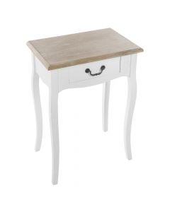 Bedside table, Chrysa, Mdf, white/brown, 47x30xH65.5 cm