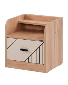 Bedside, Valery, melamine, oak/beige, 45x40xH47 cm