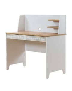 Study desk, Mango, melamine, white/natural, 110x59xH111 cm