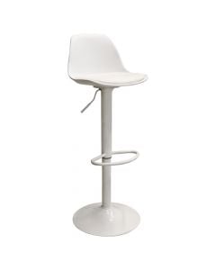 Bar chair, metal structure (black), pu upholstery, white