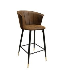 Bar stool, Suede, metal structure, suede seat, brown/black, 57x53xH97 cm