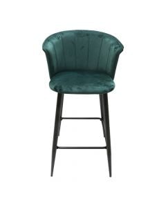 Bar stool, metal structure, suede fabric seat, green/black, 57x53xH97 cm