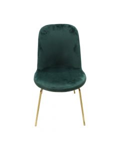 Dining chair, Zanka, metal structure, textile upholstery, polyester, green/gold, 59.5x50xH86 cm