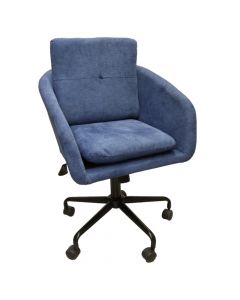 Office chair with wheels, Larson, metal structure, textile upholstery, blue, 60x65xH95 cm