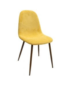 Dining chair, Charlton, metal structure, textile upholstery, yellow, 53x44xH88 cm