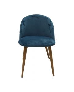 Dining chair, Zomba, wood structure, textile upholstery, blue, 56x50xH79 cm