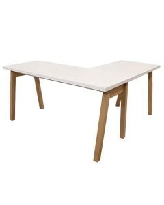 Tavolinë kompjuteri, Hasrah, strukturë druri, syprinë melaminë, e bardhë, 150x150xH73 cm