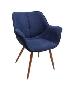 Dining chair, Julian, textile upholstery, metal legs, dark blue, 69x66xH79.5 cm