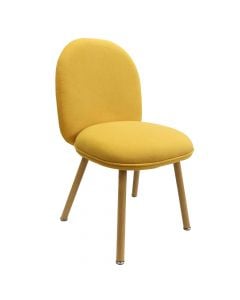 Dining chair, Tiffany, textile upholstery, metal legs, yellow, 50x60xH87 cm
