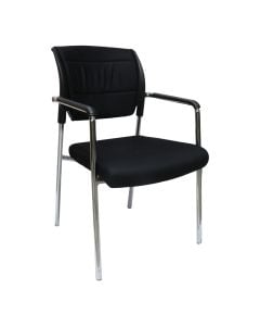 Chair, metal structure, PP backrest, textile upholstery, black, 52x47xH90 cm