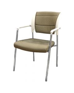 Chair, metal structure, PP backrest, textile upholstery, gray, 52x47xH90 cm