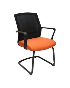 Karrige zyre, mbështetëse rrjetëzuar, ulëse veshje tekstili, krahë PP, e zezë/portokalli, 46x44xH98 cm