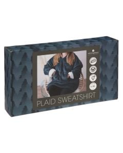 Throw hooded flannel, L-XL, polyester, blue, 85xH118 cm