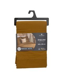 Çarçaf i drejtë dopjo, Landiha, pambuk, kafe, 240x290 cm