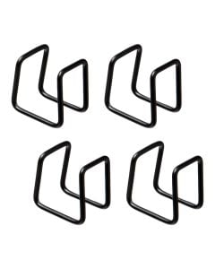 Clips, for shelves, set 4 pieces, metal, black, 2.5x3xH3.5 cm