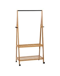 Clothes rack, with wheels, bamboo, brown, 80x43xH163 cm