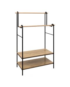 Double clothes rack, Jano, with 2 levels, mdf/metal, brown/black, 96x46xH164 cm