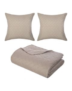 Mbulesë krevati, poliester, gri, 240x260 cm; 60x60 cm (x2)
